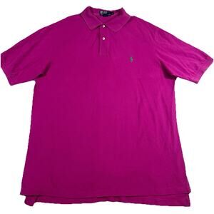 POLO RALPH LAUREN Polo Shirt Mens Size XLT TALL Magenta Pink 100% Cotton Vintage